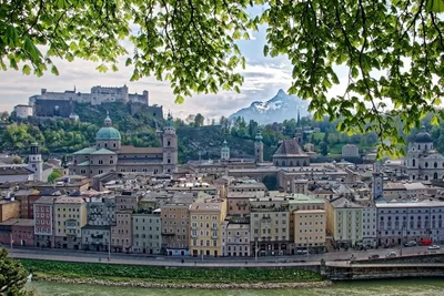 Salzburg old town with the Hohensalzburg fortress and cathedral